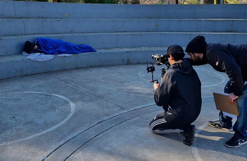 backstage del video de A vece de Carpir